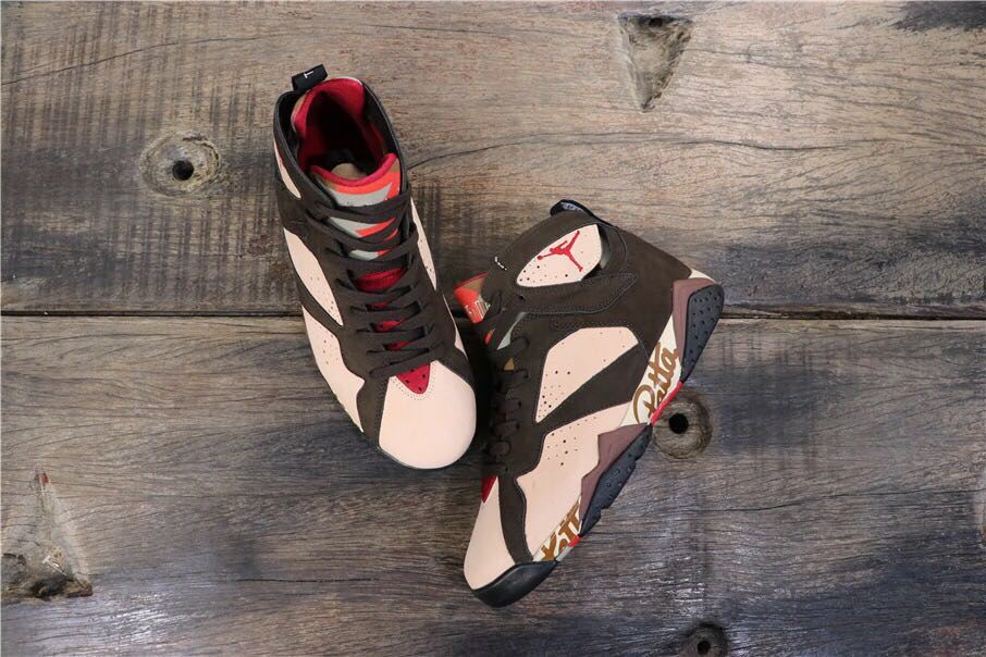 Patta x Air Jordan 7 Black Grey Red Shoes